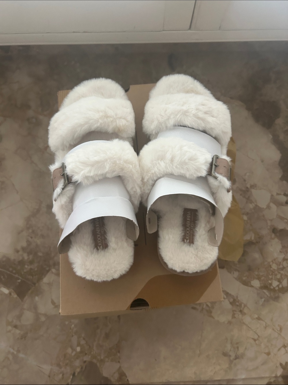 Women's Cream Faux Fur Slide Slippers - Comfortable Plush Slides - Picture 8 of 11